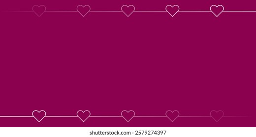 Vector background with hearts. Medium banner size. Element for design. Background for brochure, booklet, flyer, poster, certificate. Pink and white. Love, Valentine's Day