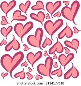 vector background of hearts in muted pink color.
