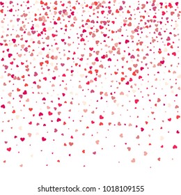 Vector background with hearts. Red heart frame for your text. Template for Valentine's designs, invitation, party, birthday, wedding. Heart confetti.