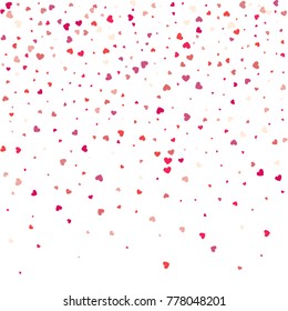 Vector background with hearts. Red heart frame for your text. Template for Valentine's designs, invitation, party, birthday, wedding. Heart confetti.