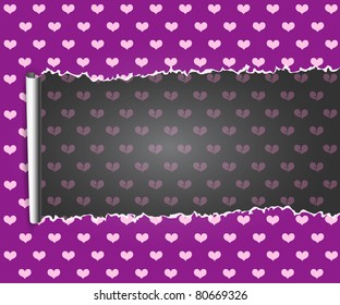 vector background with hearts and ripped paper