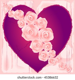Vector background with hearts and roses, inspired by St. Valentine's Day
