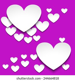 Vector background of a hearts with shadow