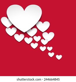 Vector background of a hearts with shadow