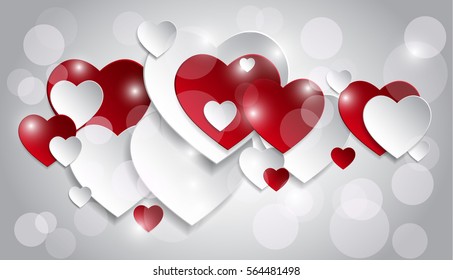 vector background with hearts, Valentine's Day