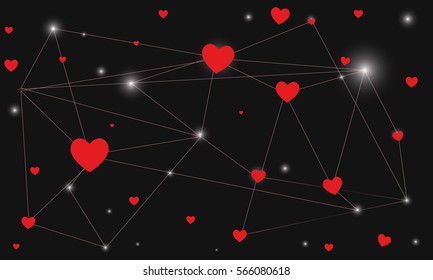 vector background with hearts, Valentine's Day