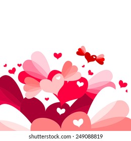 Vector background with hearts with wings