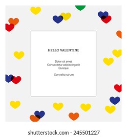 Vector background. Hello valentine with heart. Love card design template