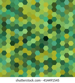 Vector background with hexagons. Can be used for printing onto fabric and paper or decoration.  Green color. 