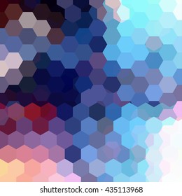 Vector background with hexagons. Can be used in cover design, book design, website background. Blue, red white colors. 