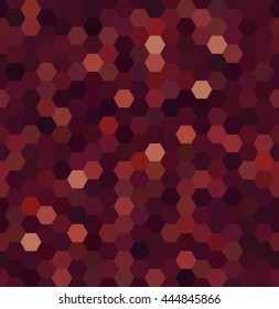 Vector background with hexagons. Can be used for printing onto fabric and paper or decoration. Brown color. 