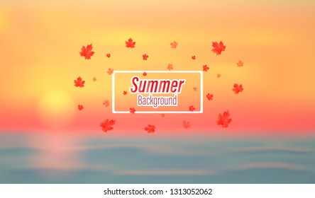 Vector background of holiday in the summer.And ocean view and colorful in evenings and warm tone, and can be used as a backdrop.

