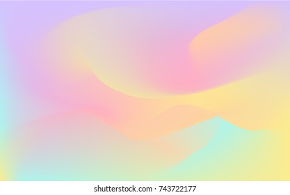 Vector background of holographic waves in rainbow pastel colors