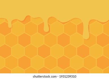 vector background with honey and a honeycomb for banners, cards, flyers, social media wallpapers, etc.