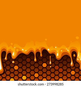 Vector background with honey on the hive 