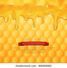 vector background with honeycombs and honey 