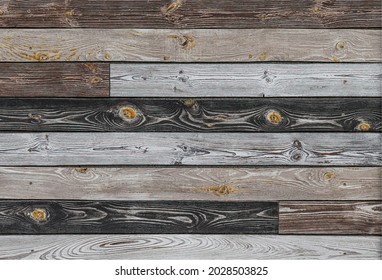 Vector background with horizontal wooden planks in brown and gray colors.