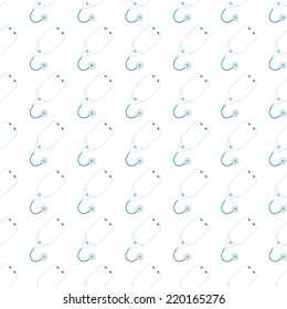 Vector background for hospital. Stethoscope. Seamless vector pattern with blue stethoscopes on white background.