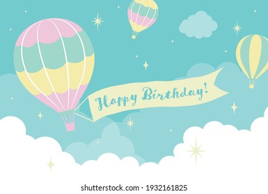 vector background with hot-air balloons in the sky for banners, cards, flyers, social media wallpapers, etc.