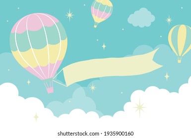 vector background with hot-air balloons in the sky for banners, cards, flyers, social media wallpapers, etc.