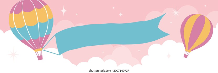 vector background with hot-air balloons in the sky for banners, cards, flyers, social media wallpapers, etc.