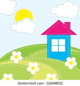 vector background with a house for the baby