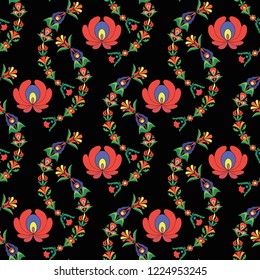 Vector background with Hungarian folk patterns is computer graphics and can be used in the design of textiles, in the printing industry, in a variety of design projects