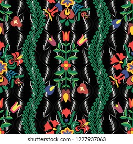 Vector background with Hungarian folk patterns is computer graphics and can be used in the design of textiles, in the printing industry, in a variety of design projects