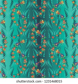 Vector background with Hungarian folk patterns is computer graphics and can be used in the design of textiles, in the printing industry, in a variety of design projects