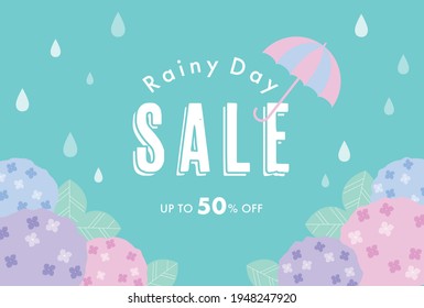 vector background with hydrangeas in the rain for banners, cards, flyers, social media wallpapers, etc.