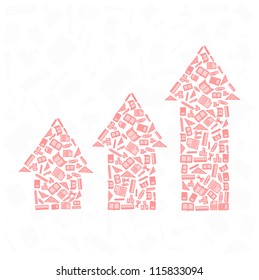 vector background of the icons arrow the of education