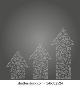 vector background of the icons arrow the of education