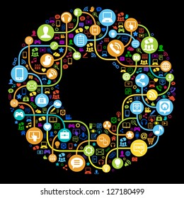 vector background of the icons social computer network