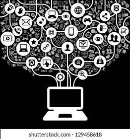 vector background of the icons social computer network