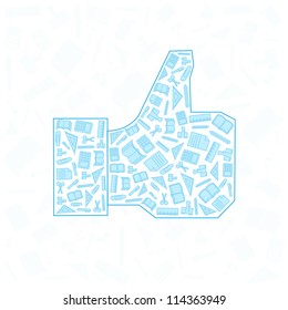 vector background of the icons thumb up the of education