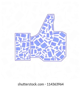 vector background of the icons thumb up the of education