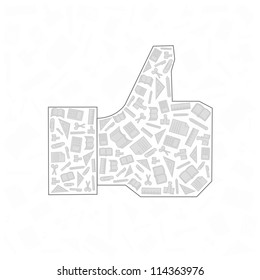 vector background of the icons thumb up the of education