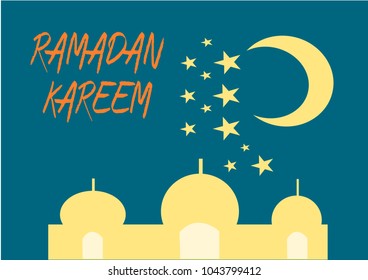 vector background illustrated of Ramadan Kareem the Generous month, greeting card with mosque,moon,star andtext