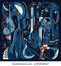 Vector background illustration with abstract concept of colorful jazz music