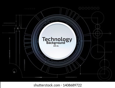 Vector background illustration Abstract geometric white circle Technology concept