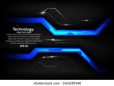 Vector background illustration Abstract geometric shapes Blue straight lines and circuit boards