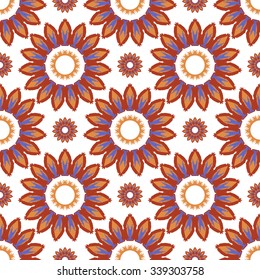 Vector background illustration abstract seamless pattern sunflower.