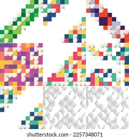 Vector background with an illustration of an abstract texture featuring squares suitable for use as a pattern design in banners. posters. flyers; pack of 15