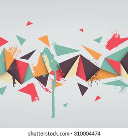 Vector background. Illustration of abstract texture with triangles. Pattern design for banner, poster, flyer. Hand drawn watercolor paint splash.