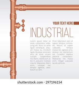 Vector background illustration of brass pipeline construction