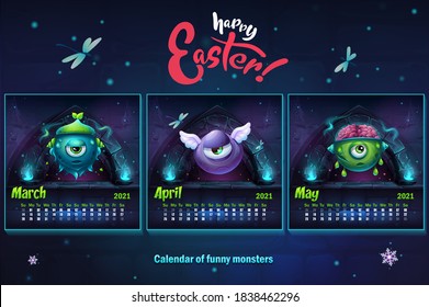 Vector background illustration calendar 2021 spring. March, April, May. For print on demand, advertisements and commercials, magazines and newspapers, book covers.