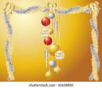 Vector Background Illustration Of Christmas Tinsel And Decorations In Eps10 Format