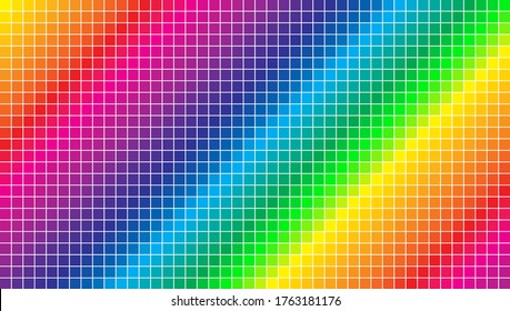 Vector Background. Vector Illustration Of Color Spectrum Squares And Pixels. Colored Squares With Shadows On Light Background