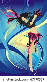 Vector background illustration the dancing girl