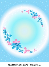vector background  illustration in eps10 format of holly and snow with soft light